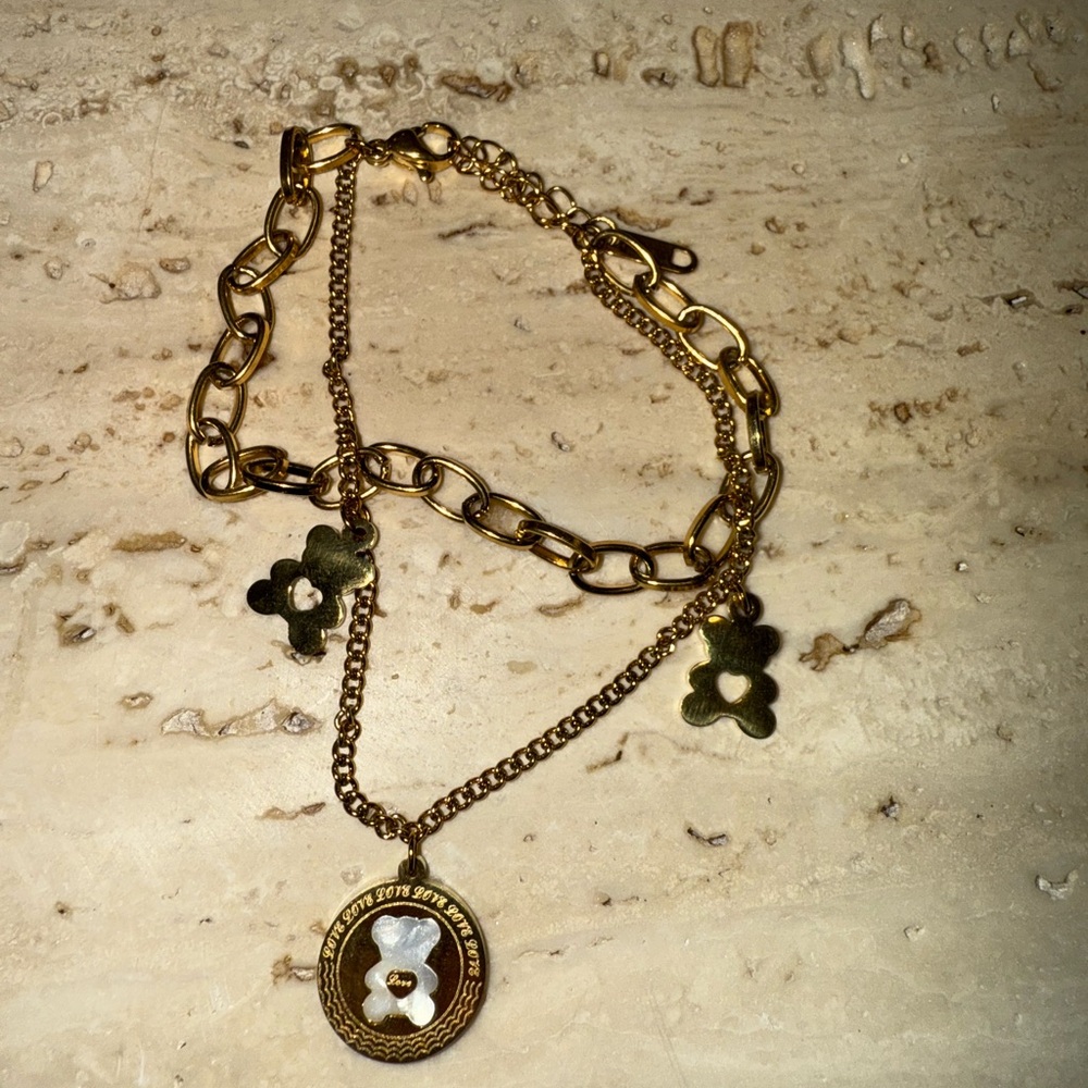 Gold Bear charm bracelet